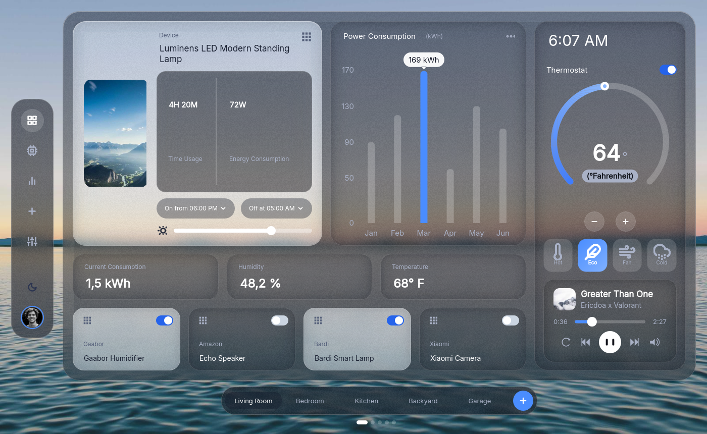 Glass Home dark theme
