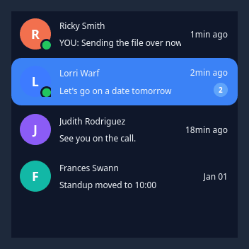 QCustomChatList in dark theme