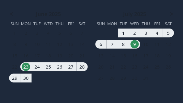 QCustomDateRangePicker in dark theme